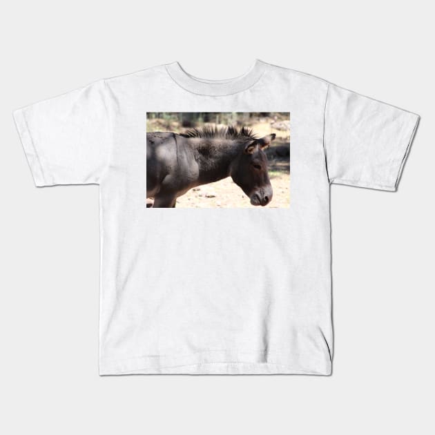 Closeup of Mule - Arizona Kids T-Shirt by ButterflyInTheAttic